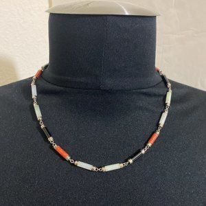 Multi-Color JADE Necklace on 925 Sterling Silver